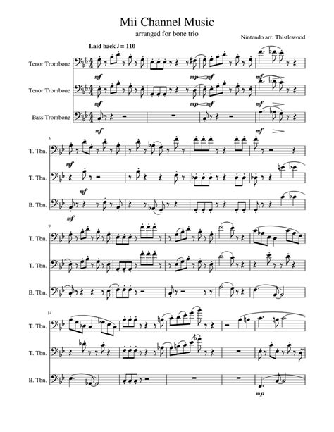 Mii channel theme Trombone Sheet music for Trombone (Solo 